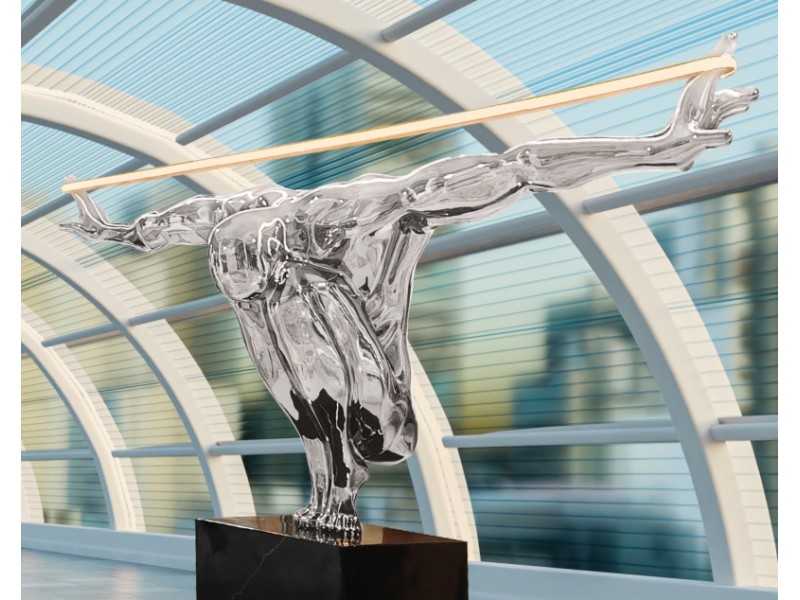 Lampe sculpture en fibre de verre chromée - ELASTIC