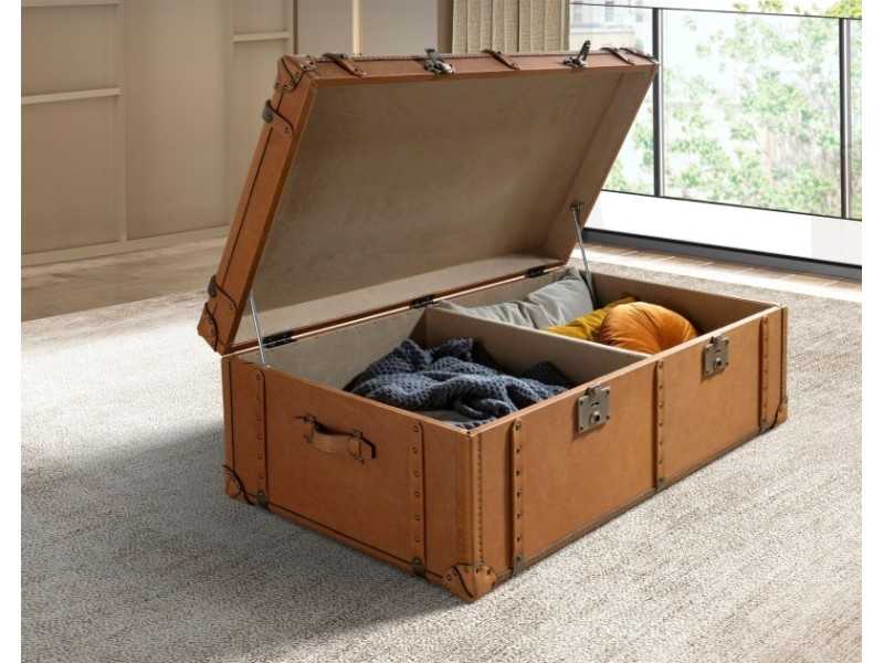 Trunk upholstered in genuine leather - AZZARO