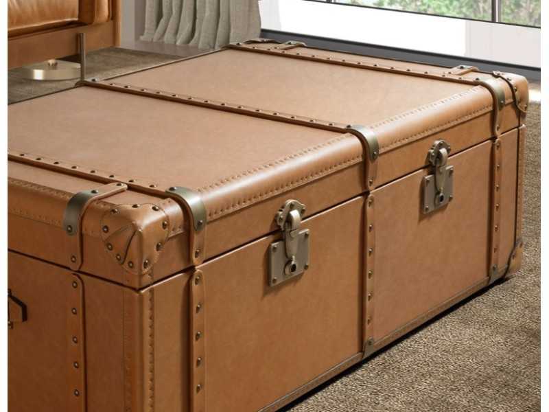 Trunk upholstered in genuine leather - AZZARO