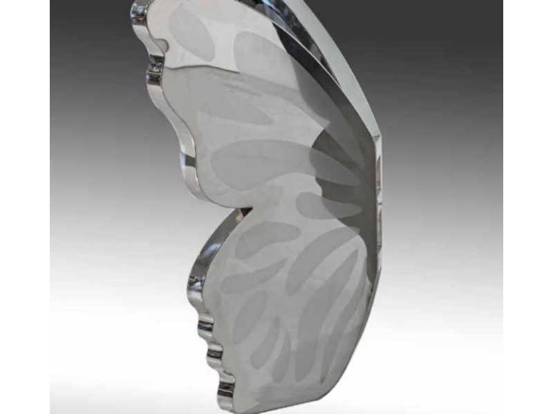 Stainless steel dining table with glass top - PAPILLON