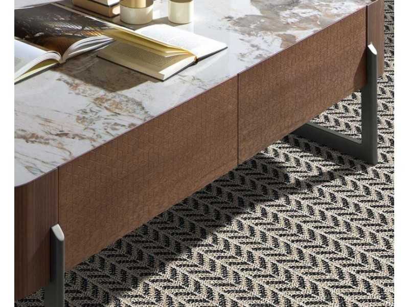 Table basse en noyer avec plateau en marbre porcelaine - SYMI