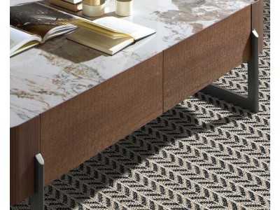 Mesa de centro en nogal con tapa mármol porcelánico - SYMI