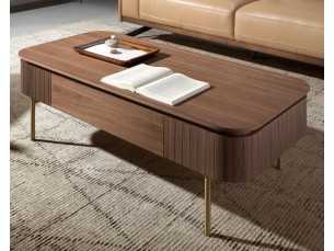 Table basse en noyer avec pieds en acier inoxydable - GIULIETTA