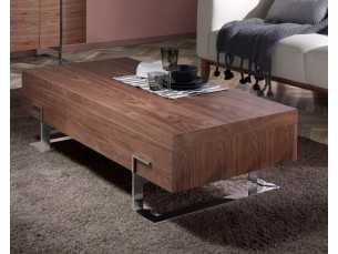 Table basse en noyer et pieds en acier inoxydable - NINO