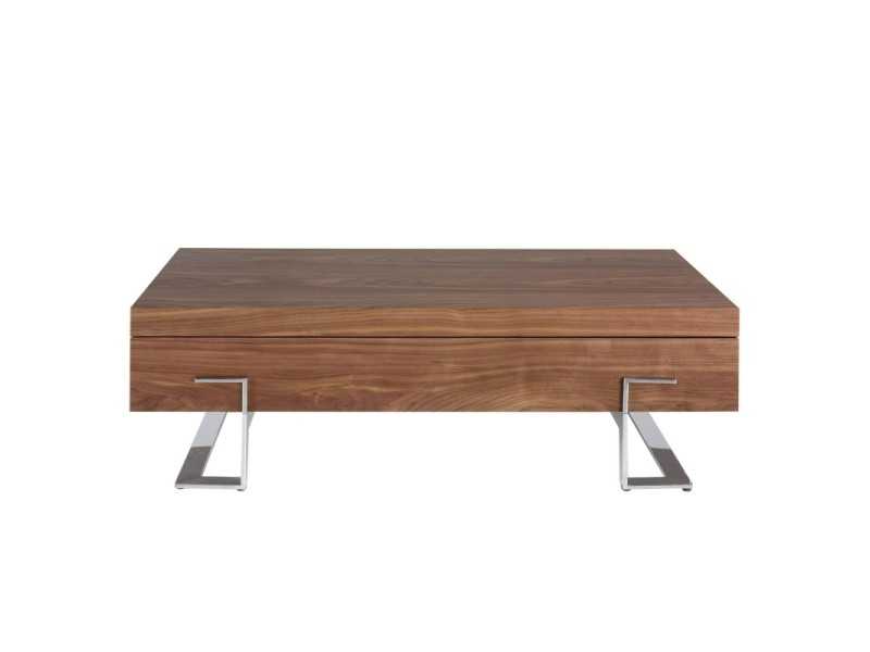 Coffee table in walnut with stainless steel legs - NINO