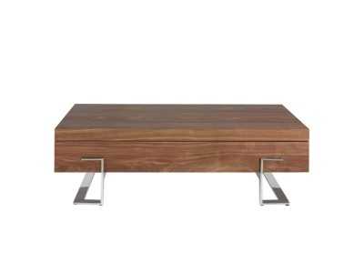 Coffee table in walnut with stainless steel legs - NINO