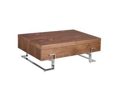 Table basse en noyer et pieds en acier inoxydable - NINO