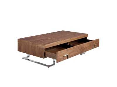 Coffee table in walnut with stainless steel legs - NINO