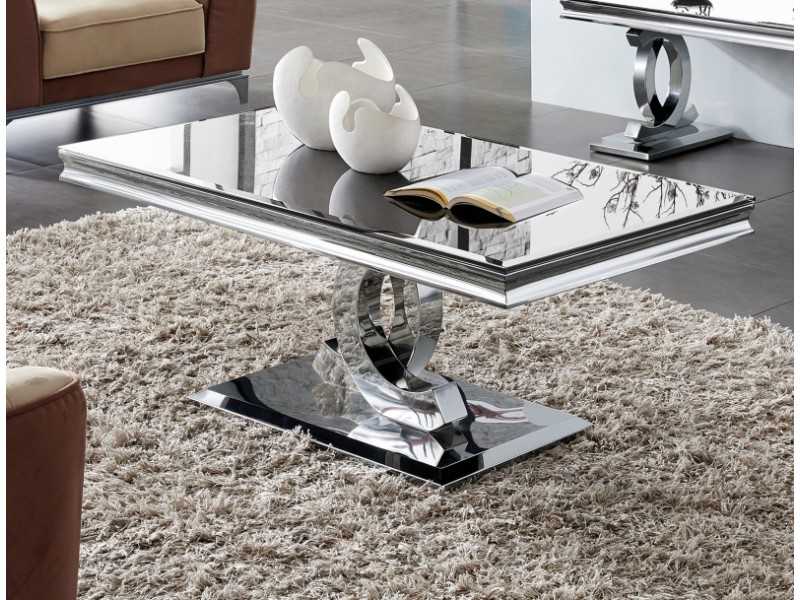 Table basse rectangulaire en acier inoxydable - AMIL
