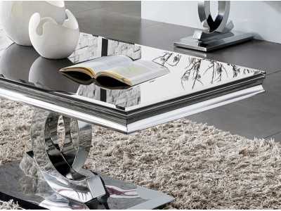 Mesa de centro rectangular en acero inoxidable pulido - AMIL Mesa de centro rectangular en acero inoxidable pulido - AMIL
