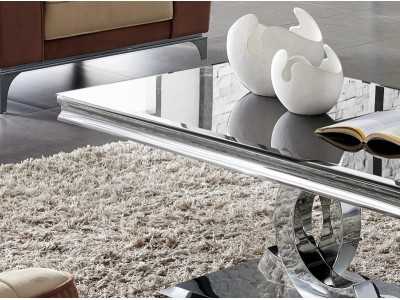 Mesa de centro rectangular en acero inoxidable pulido - AMIL Mesa de centro rectangular en acero inoxidable pulido - AMIL