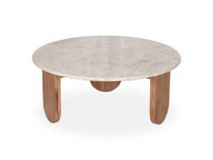 Mesa de centro redonda con tapa de mármol - TERTE