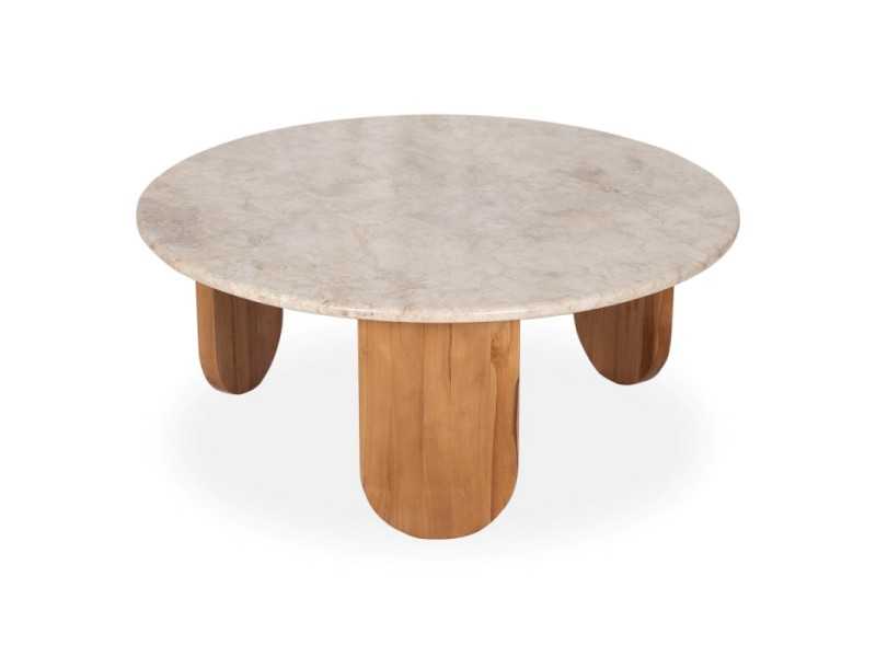 Mesa de centro redonda con tapa de mármol - TERTE