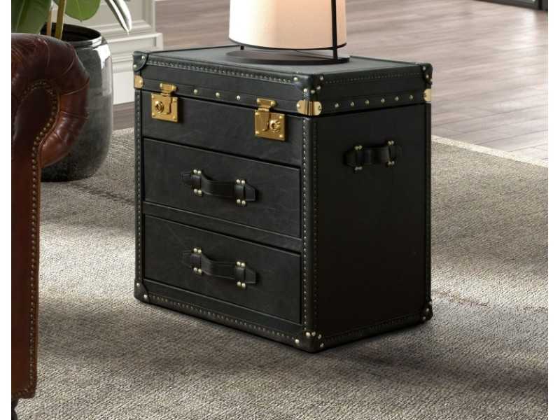 Trunk with drawers upholstered in genuine leather - ENVA S