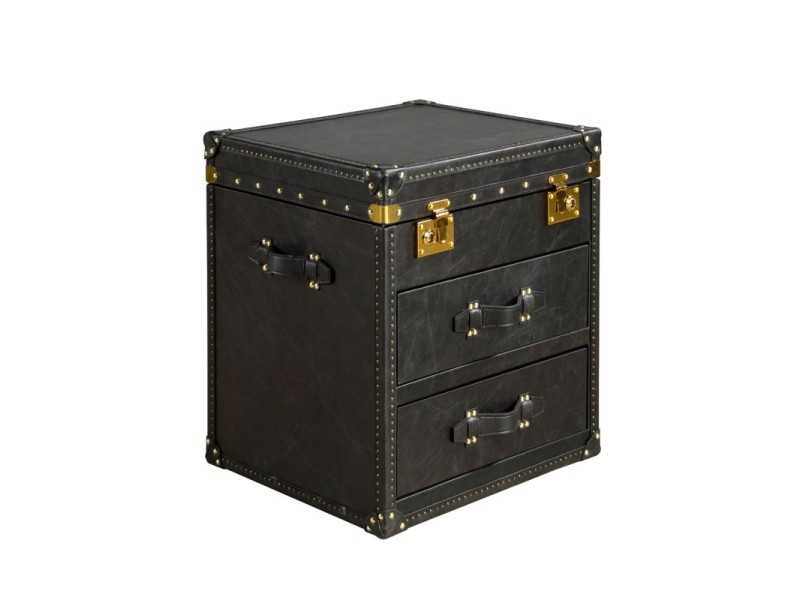 Malle à tiroirs tapissé de cuir véritable - ENVA S