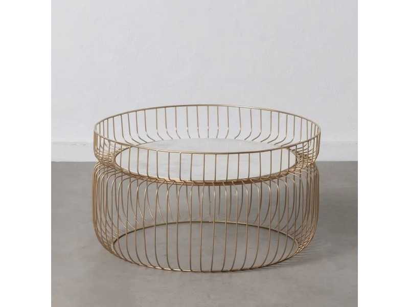 Round coffee table in steel with marble top - NIDO