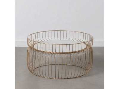 Round coffee table in steel with marble top - NIDO