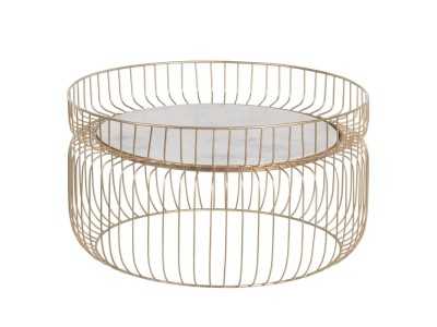 Round coffee table in steel with marble top - NIDO