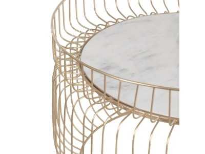 Round coffee table in steel with marble top - NIDO