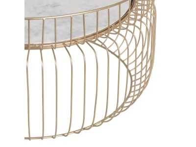 Table basse ronde en acier avec plateau en marbre - NIDO