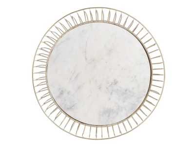 Round coffee table in steel with marble top - NIDO