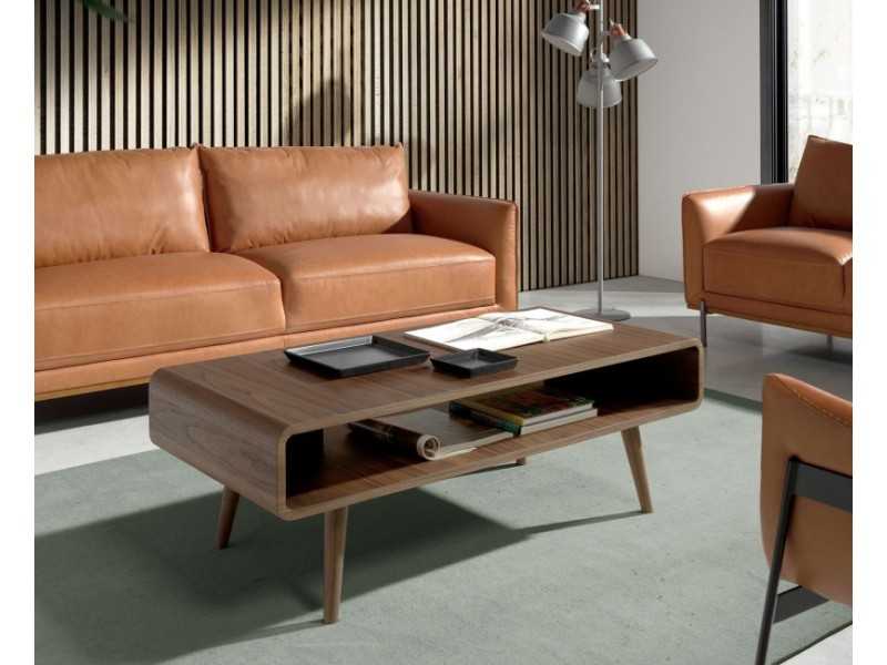 Mesa de centro chapada en nogal - RETRO