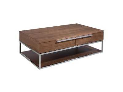 Coffee table in walnut and chrome-plated stainless steel - RUSTIKAL