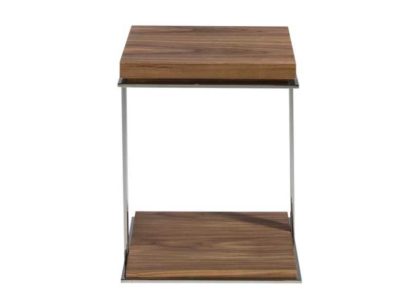 Table d'angle en noyer et acier inoxydable - LOUNA