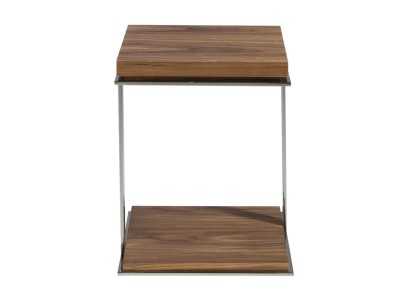 Walnut and stainless steel corner table - LOUNA