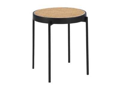 Mesa de rincón redonda con tapa en rattán - LINA