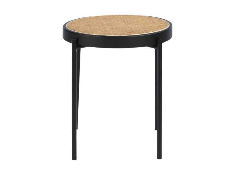 Mesa de rincón redonda con tapa en rattán - LINA