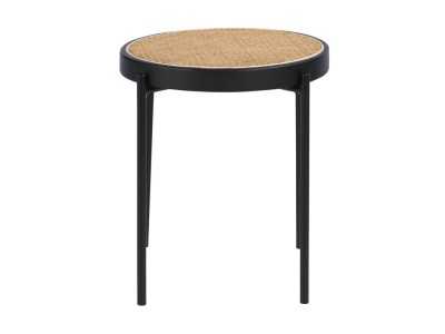 Table d'angle ronde avec plateau en rotin - LINA