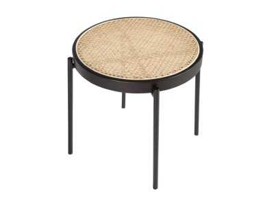 Mesa de rincón redonda con tapa en rattán - LINA