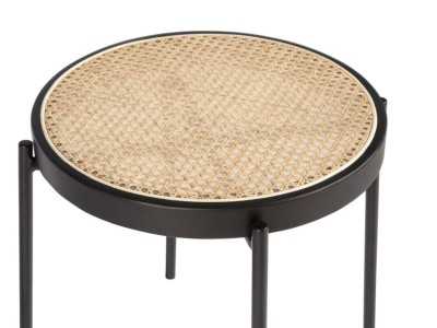 Mesa de rincón redonda con tapa en rattán - LINA