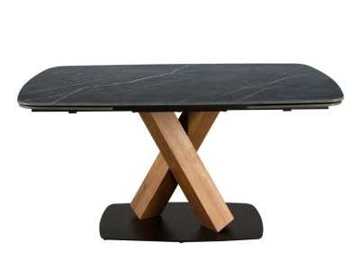 Extendable table with porcelain marble top, walnut, and stainless steel - ACCUMOLI