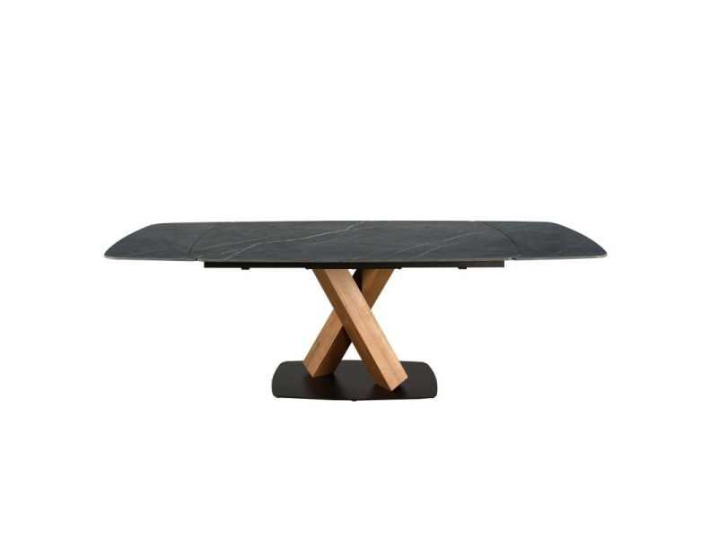 Extendable table with porcelain marble top, walnut, and stainless steel - ACCUMOLI