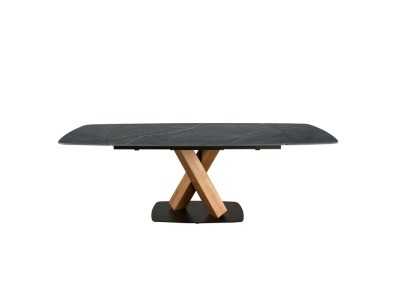 Extendable table with porcelain marble top, walnut, and stainless steel - ACCUMOLI