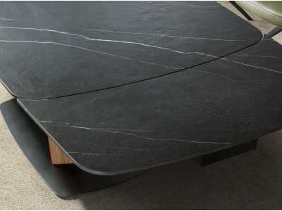 Extendable table with porcelain marble top, walnut, and stainless steel - ACCUMOLI