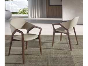Upholstered designer chair in solid wood - ELBA