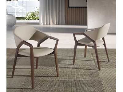 Chaise design tapissé en bois massif - ELBA