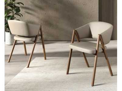 Upholstered designer chair with stainless steel frame - AINI