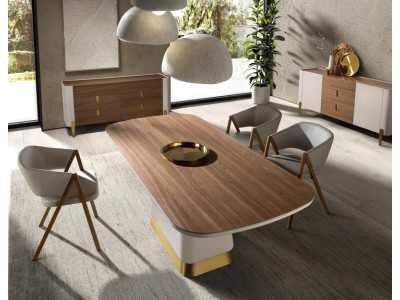 Upholstered designer chair with stainless steel frame - AINI