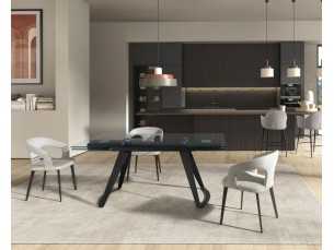 Upholstered designer chair with stainless steel frame - BERTA 2