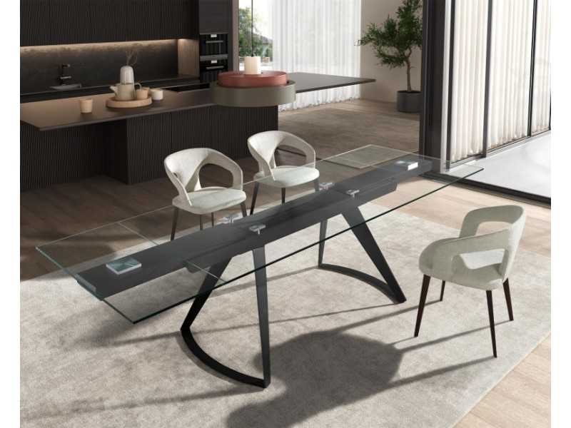 Upholstered designer chair with stainless steel frame - BERTA