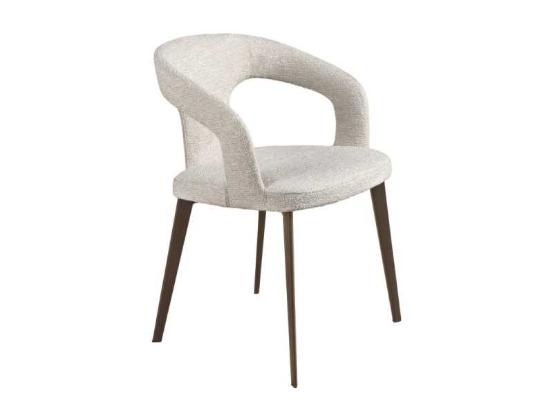 Silla de diseño tapizada en tela con estructura de acero inoxidable - BERTA