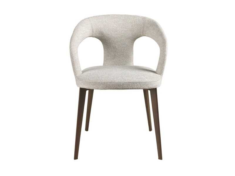 Upholstered designer chair with stainless steel frame - BERTA