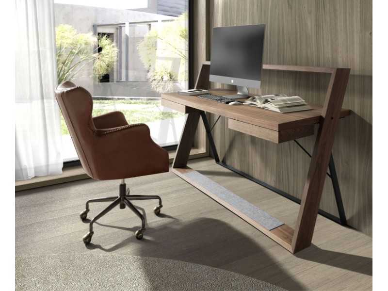 Fauteuil pivotant recouvert de cuir véritable - BRUNO