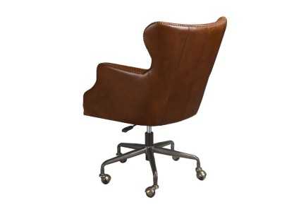 Sillón giratorio tapizado en piel genuina - BRUNO