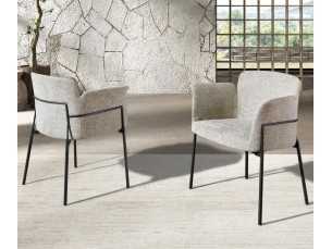 Upholstered designer armchair with stainless steel frame - ANGÉLE