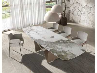Fauteuil design tapissé avec structure en acier inoxydable - ANGÉLE